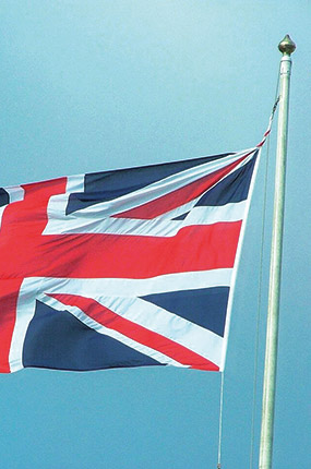 La bandiera inglese che sventola